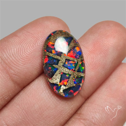 Aurora Opal Copper Mosaic Doublet