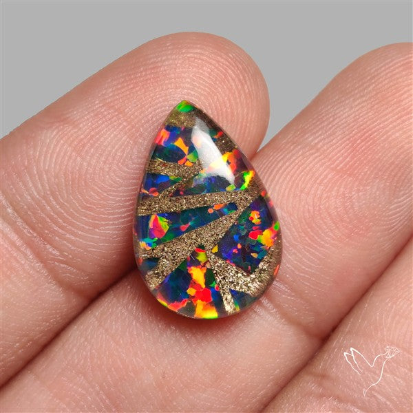 Aurora Opal Copper Mosaic Doublet
