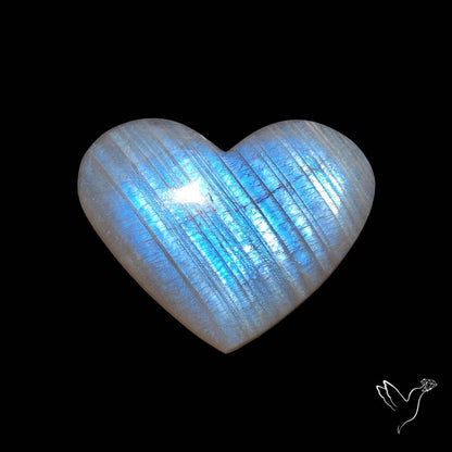 Belomorite Blue Moonstone Heart Cabochon