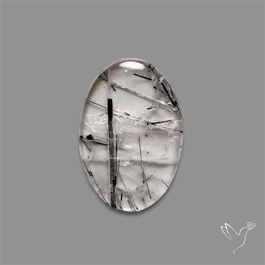 Black Tourmalinated Quartz Cabochon