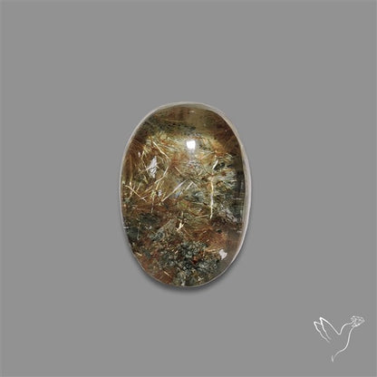 Lodolite Cabochon With Golden Rutile Inclusions