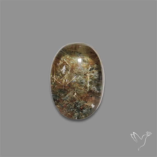 Lodolite Cabochon With Golden Rutile Inclusions