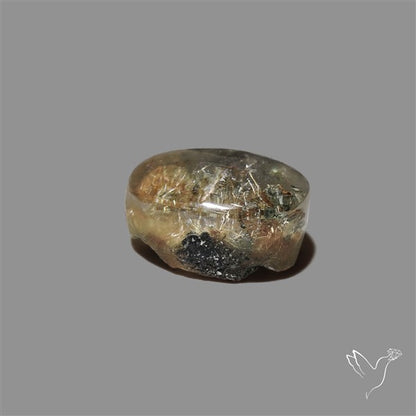Lodolite Cabochon With Golden Rutile Inclusions