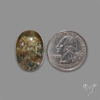 Lodolite Cabochon With Golden Rutile Inclusions