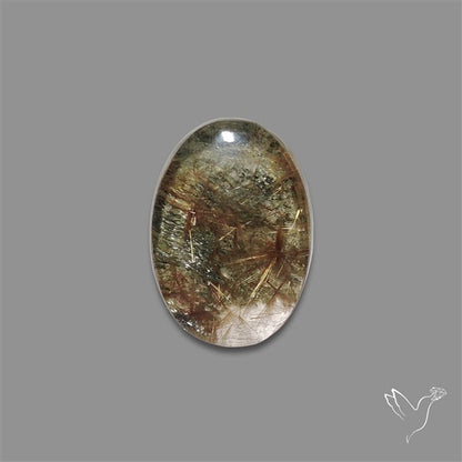 Lodolite Cabochon With Golden Rutile Inclusions