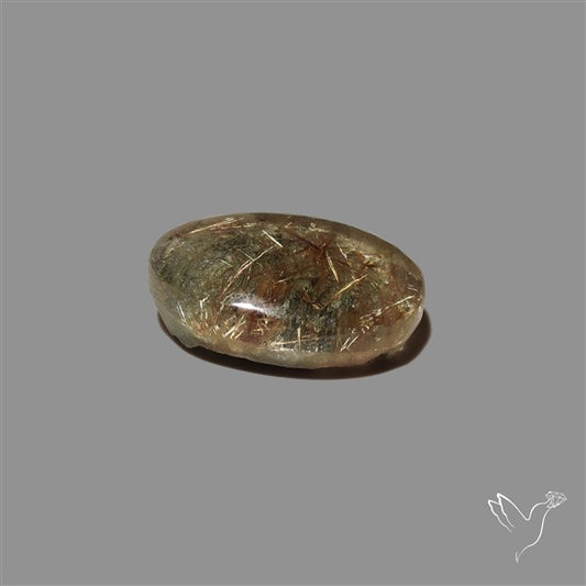 Lodolite Cabochon With Golden Rutile Inclusions