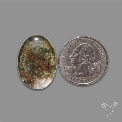 Lodolite Cabochon With Golden Rutile Inclusions