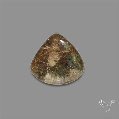 Lodolite Cabochon With Golden Rutile Inclusions