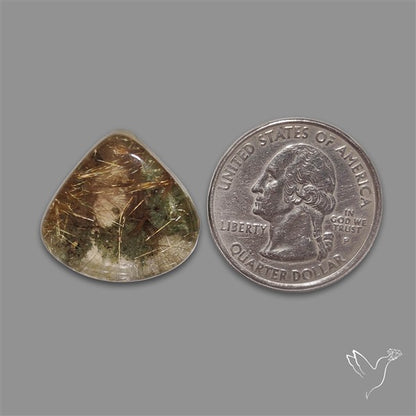 Lodolite Cabochon With Golden Rutile Inclusions