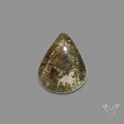 Lodolite Cabochon With Golden Rutile Inclusions