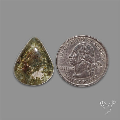 Lodolite Cabochon With Golden Rutile Inclusions