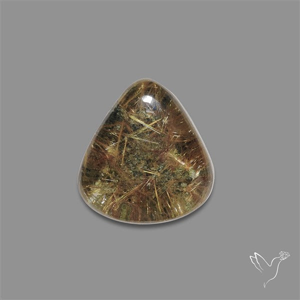 Lodolite Cabochon With Golden Rutile Inclusions