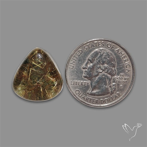 Lodolite Cabochon With Golden Rutile Inclusions