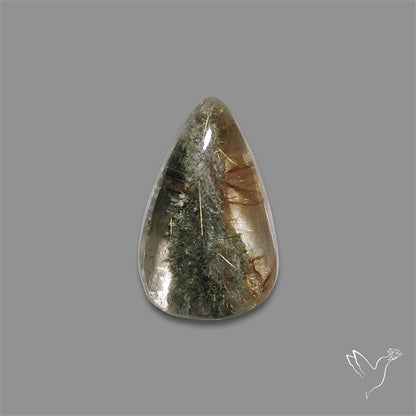 Lodolite Cabochon With Golden Rutile Inclusions
