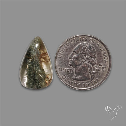 Lodolite Cabochon With Golden Rutile Inclusions