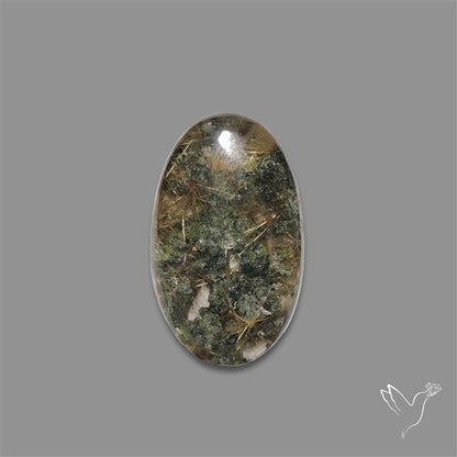 Lodolite Cabochon With Golden Rutile Inclusions