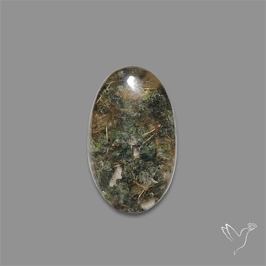 Lodolite Cabochon With Golden Rutile Inclusions