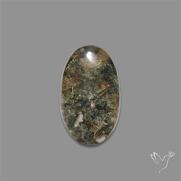 Lodolite Cabochon With Golden Rutile Inclusions