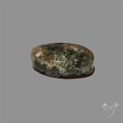 Lodolite Cabochon With Golden Rutile Inclusions