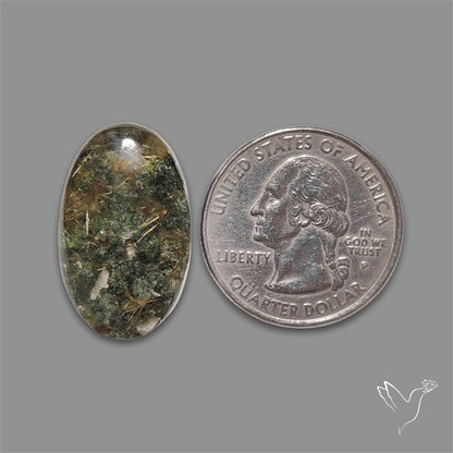 Lodolite Cabochon With Golden Rutile Inclusions