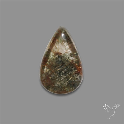 Lodolite Cabochon With Golden Rutile Inclusions