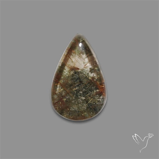 Lodolite Cabochon With Golden Rutile Inclusions