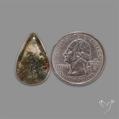 Lodolite Cabochon With Golden Rutile Inclusions