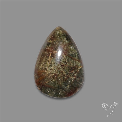 Lodolite Cabochon With Golden Rutile Inclusions