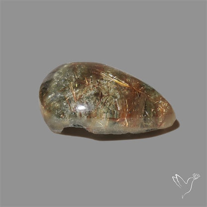 Lodolite Cabochon With Golden Rutile Inclusions