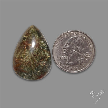 Lodolite Cabochon With Golden Rutile Inclusions