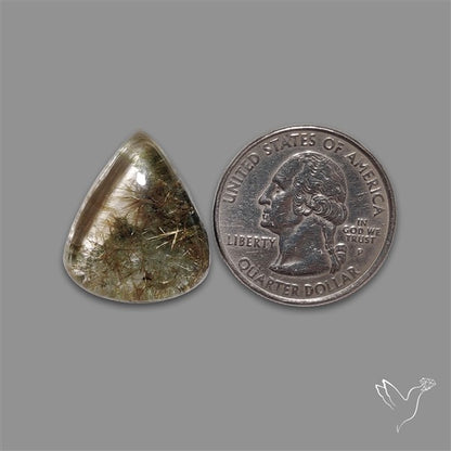 Lodolite Cabochon With Golden Rutile Inclusions