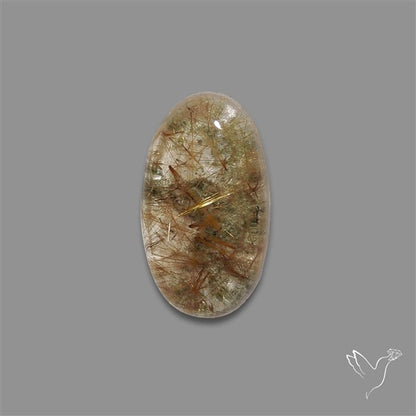 Lodolite Cabochon With Golden Rutile Inclusions