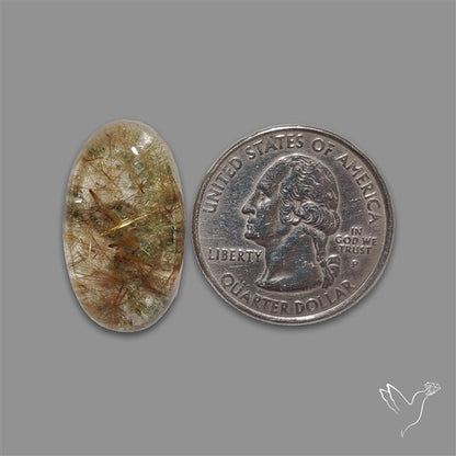 Lodolite Cabochon With Golden Rutile Inclusions