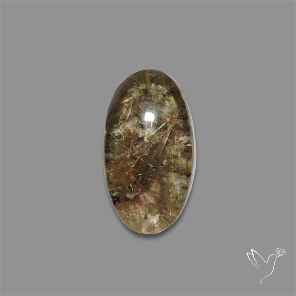 Lodolite Cabochon With Golden Rutile Inclusions