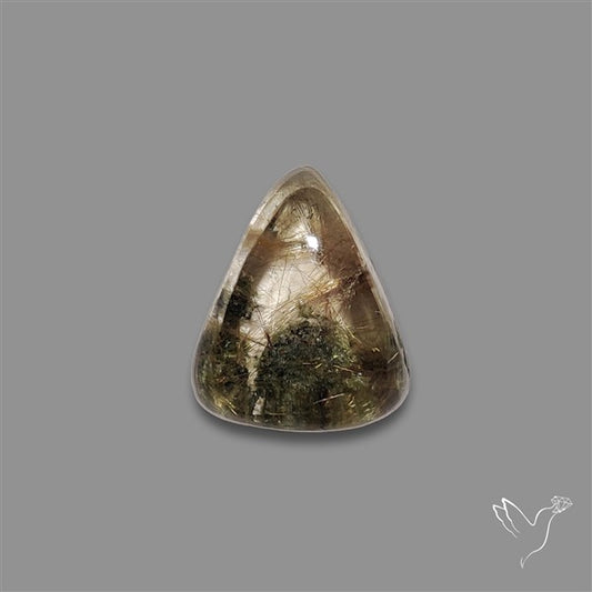 Lodolite Cabochon With Golden Rutile Inclusions