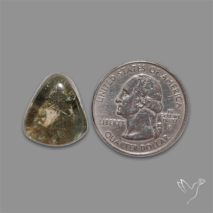 Lodolite Cabochon With Golden Rutile Inclusions
