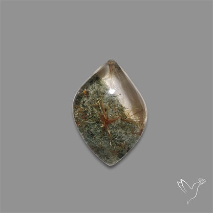 Lodolite Cabochon With Golden Rutile Inclusions