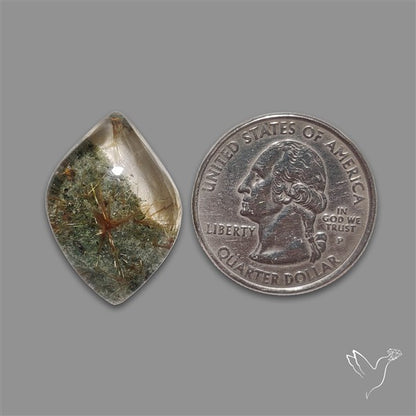 Lodolite Cabochon With Golden Rutile Inclusions