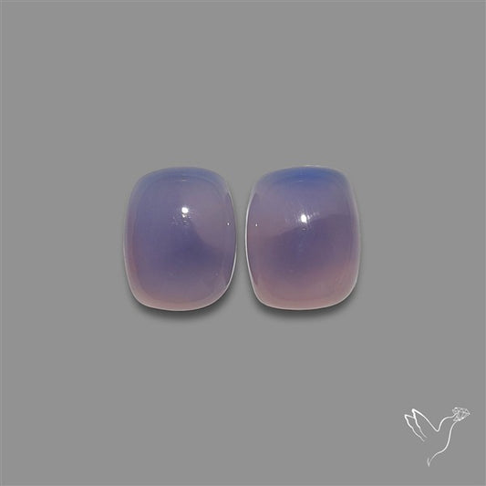 High Domed Namibian Blue Chalcedony Pair
