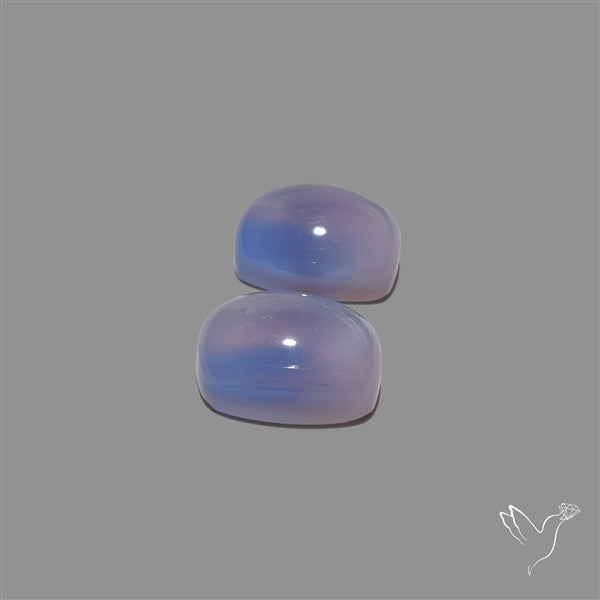 High Domed Namibian Blue Chalcedony Pair