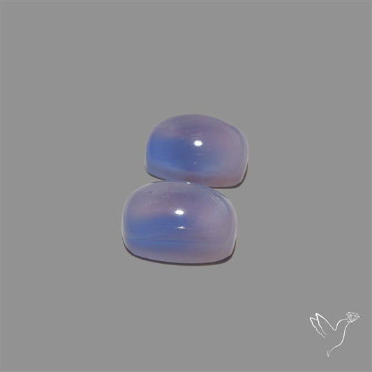 High Domed Namibian Blue Chalcedony Pair