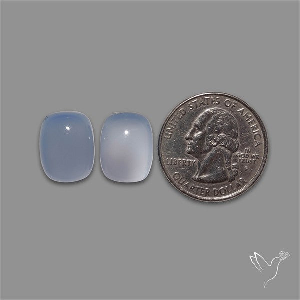 Namibian Blue Chalcedony Pair Gemmy High Domed