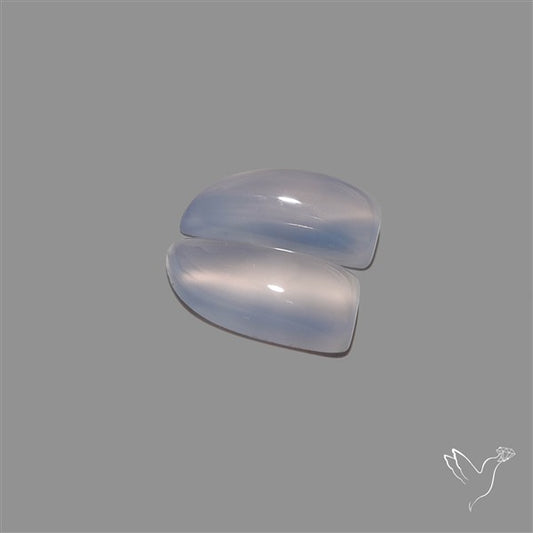 Namibian Blue Chalcedony Pair Gemmy High Domed