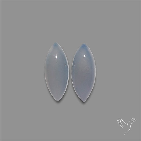 Namibian Blue Chalcedony Pair Gemmy High Domed