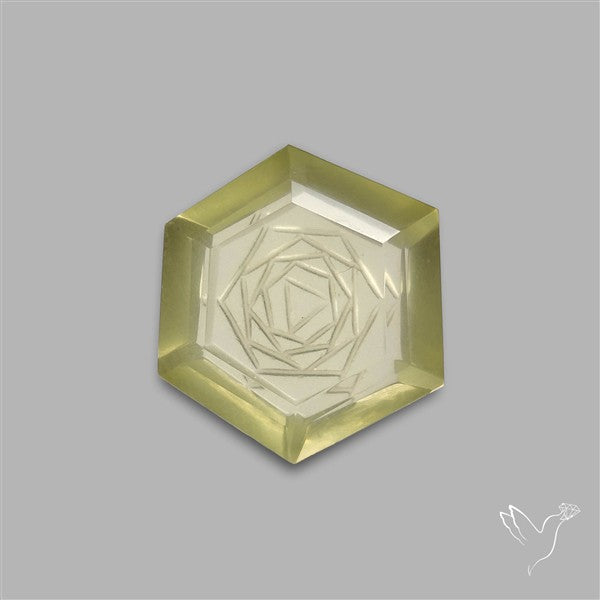 Lemon Quartz Reverse Intaglio Merkaba Carving