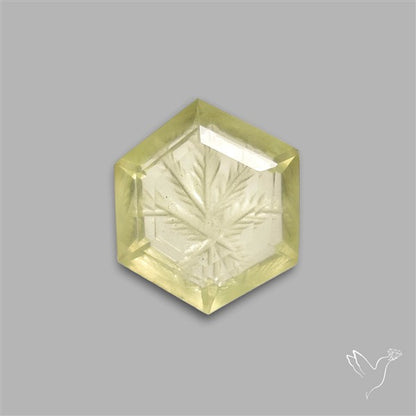 Lemon Quartz Reverse Intaglio Leaf Carving