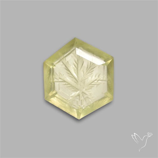 Lemon Quartz Reverse Intaglio Leaf Carving