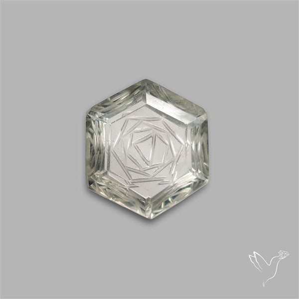 Prasiolite Reverse Intaglio Mekaba Carving