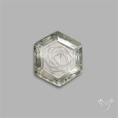 Prasiolite Reverse Intaglio Mekaba Carving
