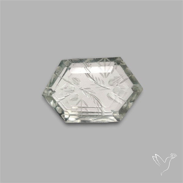 Prasiolite Reverse Intaglio Floral Carving